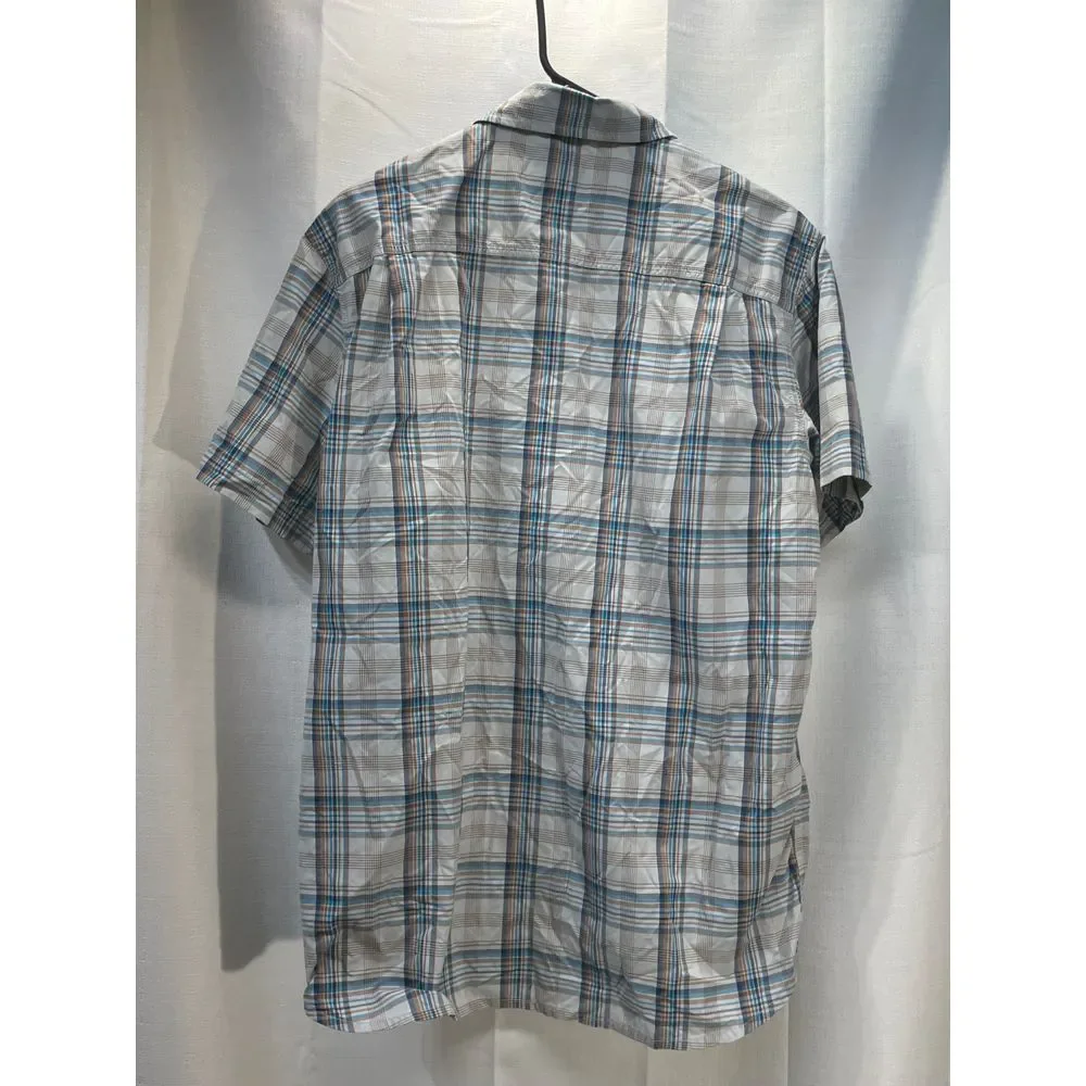 The North Face Men's Short Sleeve Button Up Shirt Off White Blue